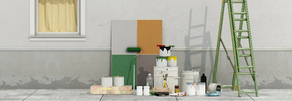 Farben und Werkzeug zum Streichen